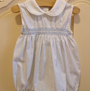 Classic Italian Cotton Blue Romper 9-12mo